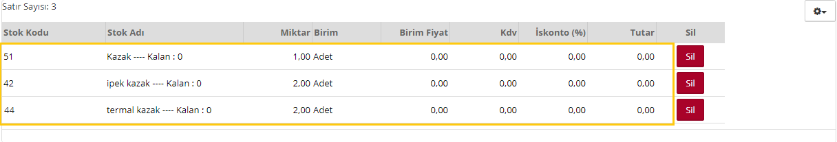 stok paket tanımları